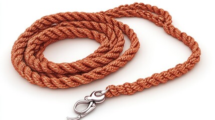 Coiled Orange Rope with Metal Clasp: A Detailed Close-Up
