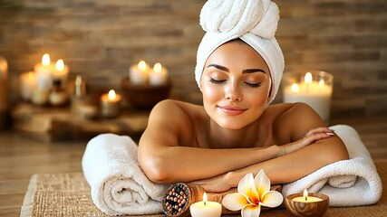 Relaxing Body Care Spa Experience With Soothing Candles and Flowers Generative AI
