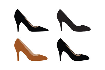 High Heel Shoe Vector Icons Black and Brown Stiletto Silhouettes
