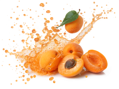set of apricot juice splash isolated on white background,. PNG.