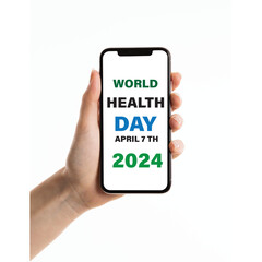 Vector illustration on the white theme of World Health Day observed on 7th April. World Health day 2025 mobile in hand concept