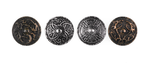 ancient viking shield isolated on white background