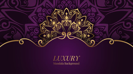 Luxury blue background with golden mandala ornament