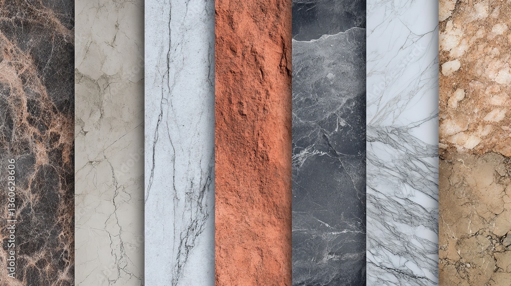 Poster high resolution marble texture set elegant stone backgrounds natural detailed design elements premiu