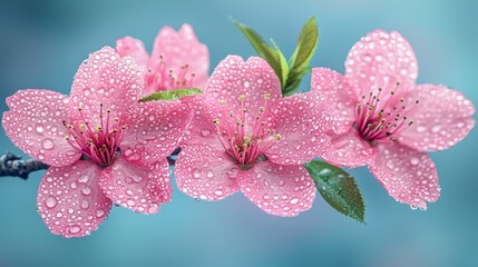 A bunch of pink flowers with water droplets on them