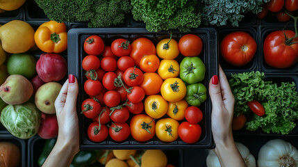 Healthy Diet Planning – Professional Nutritionist Analyzing Fresh Produce, nutritionist, healthy eating, diet plan, fresh fruits, vegetables, healthcare, wellness, digital tablet, nutrition advice,