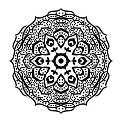 Hand  drawn vector art of black color traditional mandala design illustrtation