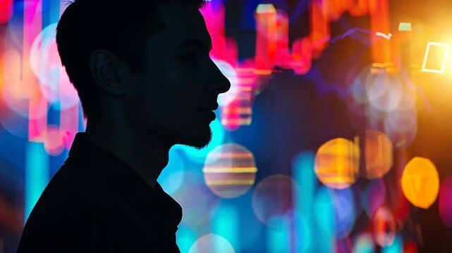 Abstraktes Profil mit farbiger Datenkulisse