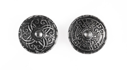 ancient viking shield isolated on white background
