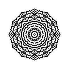 Hand  drawn vector art of black color traditional mandala design illustrtation