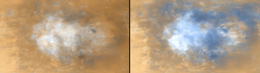 Obraz premium Dual image showing planetary clouds and their atmospheric effects