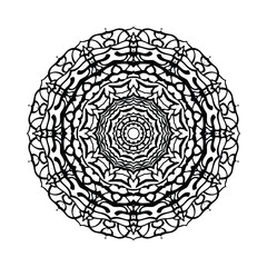 Hand  drawn vector art of black color traditional mandala design illustrtation