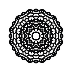 Hand  drawn vector art of black color traditional mandala design illustrtation