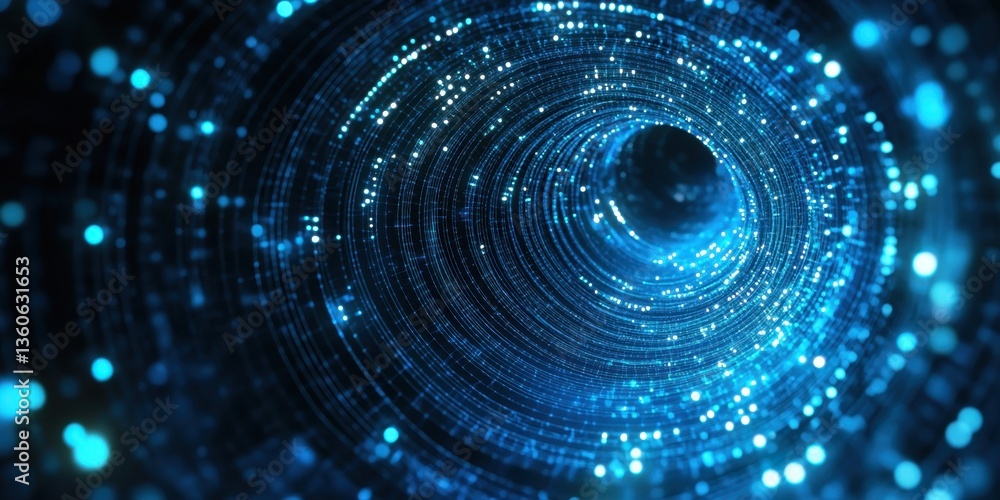 Aufkleber digital data tunnel: an abstract digital tunnel of streaming blue data, illustrating connectivity an