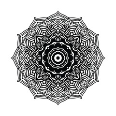 Hand  drawn vector art of black color traditional mandala design illustrtation