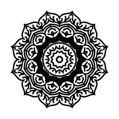 Hand  drawn vector art of black color traditional mandala design