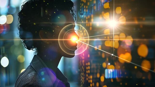 Profil eines Mannes im digitalen Licht