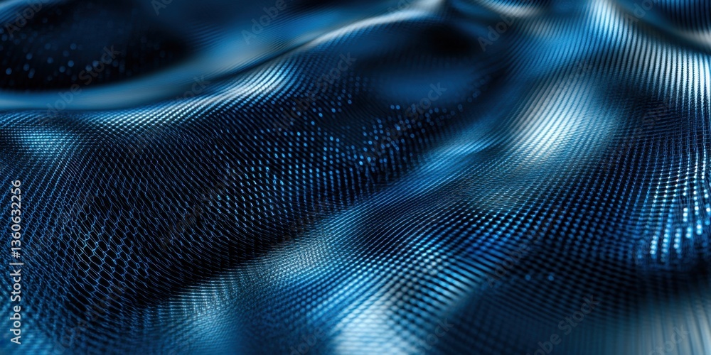 Poster fluid blue texture: abstract 3d render of undulating blue fabric, creating a mesmerizing effect of d