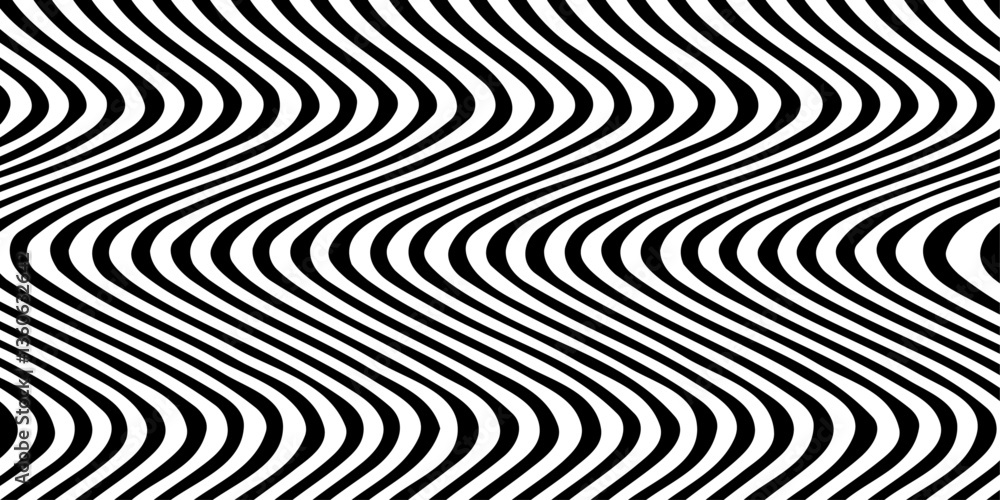 Aufkleber black and white abstract background psychedelic lines pattern. vector illustration