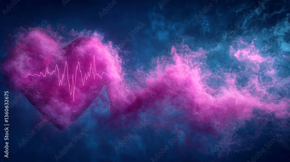Canvas Prints a pink heart with a heartbeat line in the middle of it