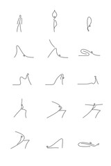 Line art Yoga Pose illustration icon. Set, Yoga Body Exercise, line art icon. Png