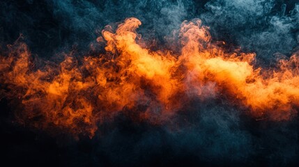 Abstract colorful smoke with orange and black tones.