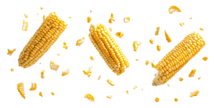 PNG Falling corn background white cobs.