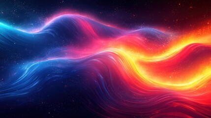 Abstract colorful wave patterns with sparkles and gradients.