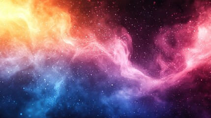 Vibrant abstract cosmic background with colorful swirls and particles.