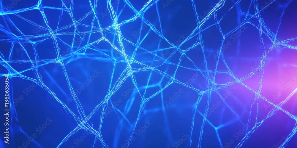 Poster abstract neuron network: captivating image of a neon blue neuron network, symbolizing the intricate 
