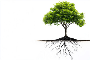 Minimalist Tree with Deep Roots Illustration