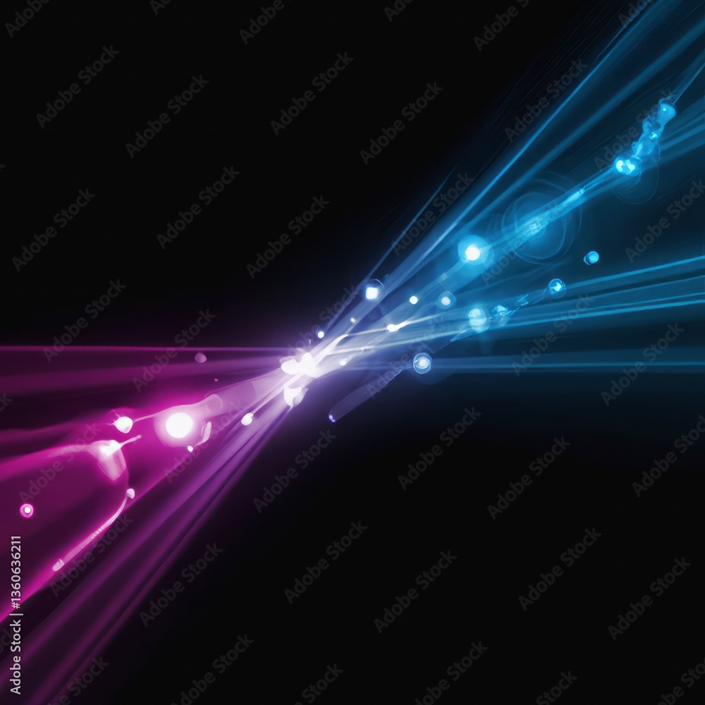 Poster dynamic light rays in abstract design creating vibrant background effects in blue and purple hues