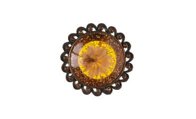 brooch with magic stone isolated on white background