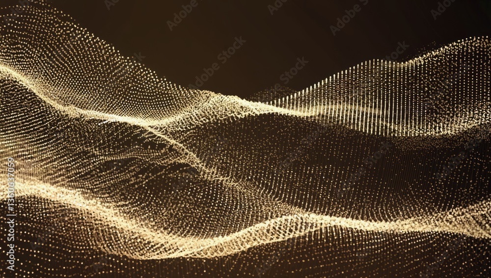 Poster abstract wave patterns create a luminous visual experience, reminiscent of light and movement in an 