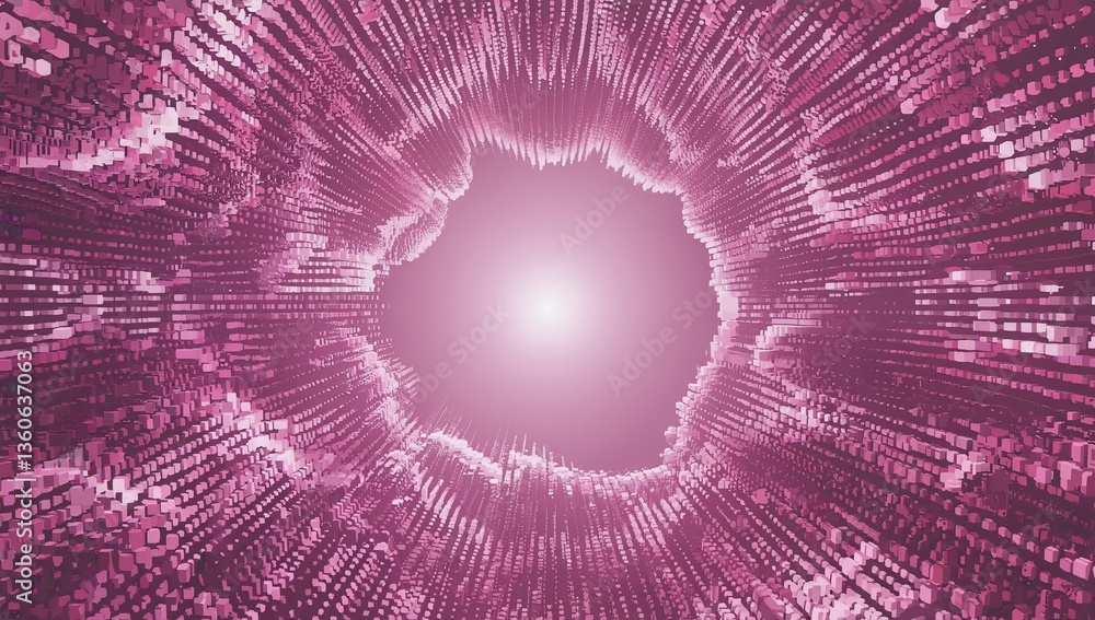 Poster vibrant abstract background with swirling patterns and luminous center radiating soft pink hues in a