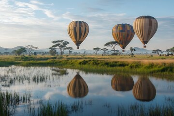 Obraz premium bold air balloon at twilight shines with striking grace 