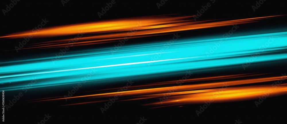 Poster vibrant abstract background featuring dynamic bluish and orange streaks of light creating a sense of