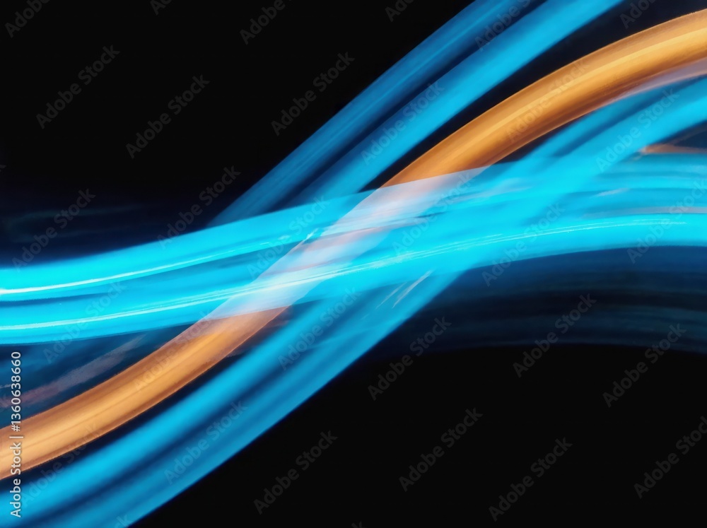 Aufkleber flowing light patterns create an abstract background with blue and orange hues