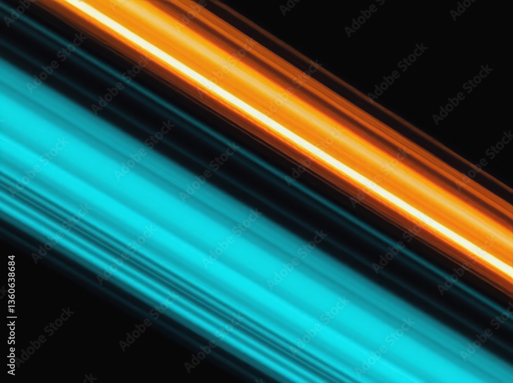 Aufkleber dynamic abstract background featuring contrasting orange and cyan light streaks on a dark canvas
