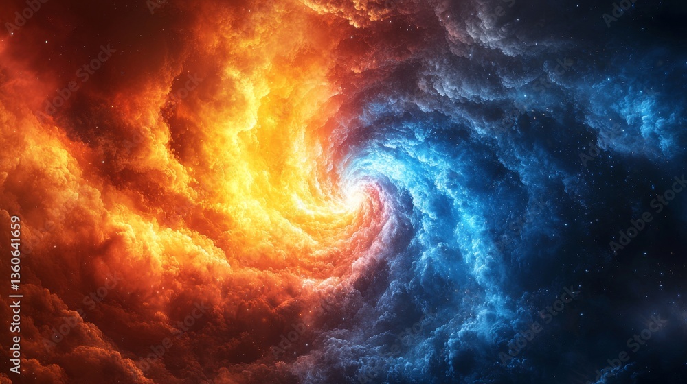 Canvas Prints a black hole in the center of a nebula surrounded by clouds