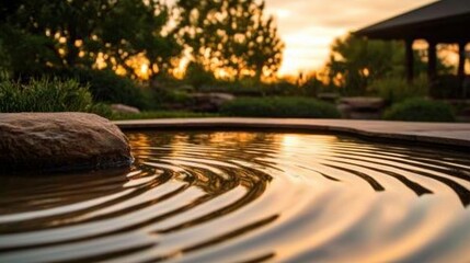 A gentle breeze causing soft ripples on the surface of a pond.
