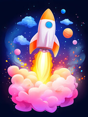 Rocket Launching Through Cosmic Nebula