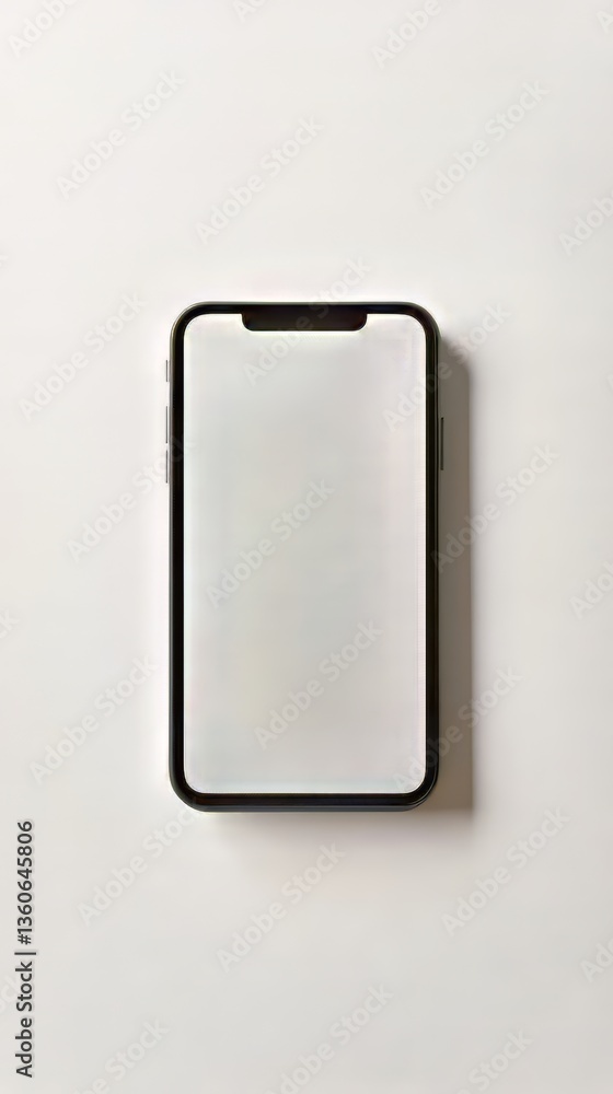 Poster modern smartphone with a sleek design showcasing a blank screen, ideal for digital applications.