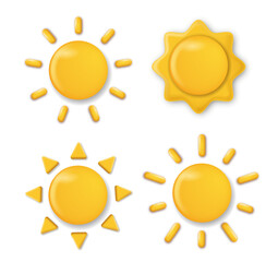 Set of four sun icons. Vector illustration
