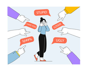 Bullying and verbal abuse concept. Vector illustration