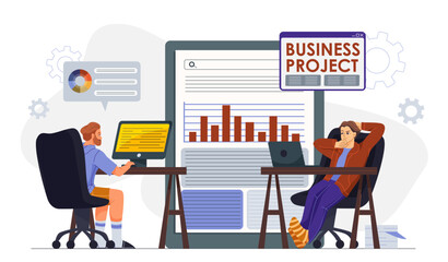 Business project teamwork concept. Vector illustration