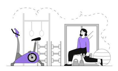 Woman exercising in gym. Vector illustration