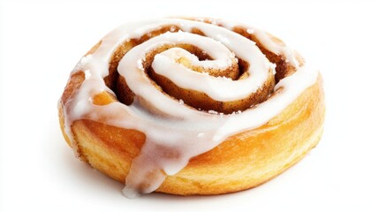 Cinnamon roll with sugar glaze, rolled by hand.