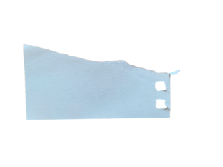  narrow torn paper strip with punch holes on the right edge and rough top border