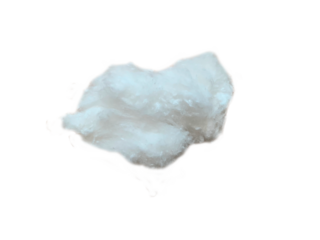 Irregular white cotton-like paper scrap with soft texture and organic edges isolated on transparent background